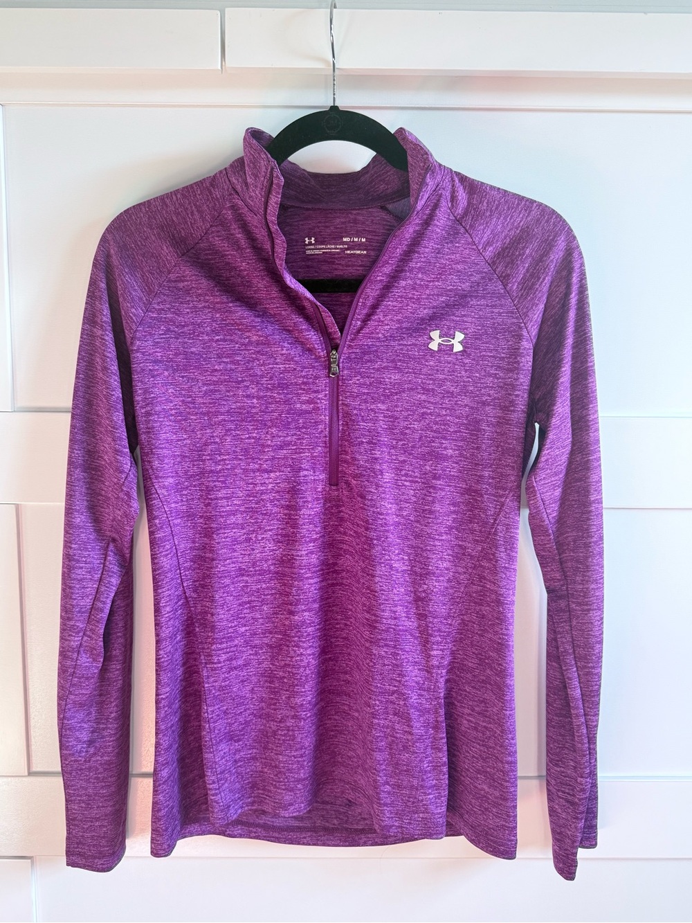 Under Armour Women's Heather Magenta Quarter-Zip Turtleneck Pullover